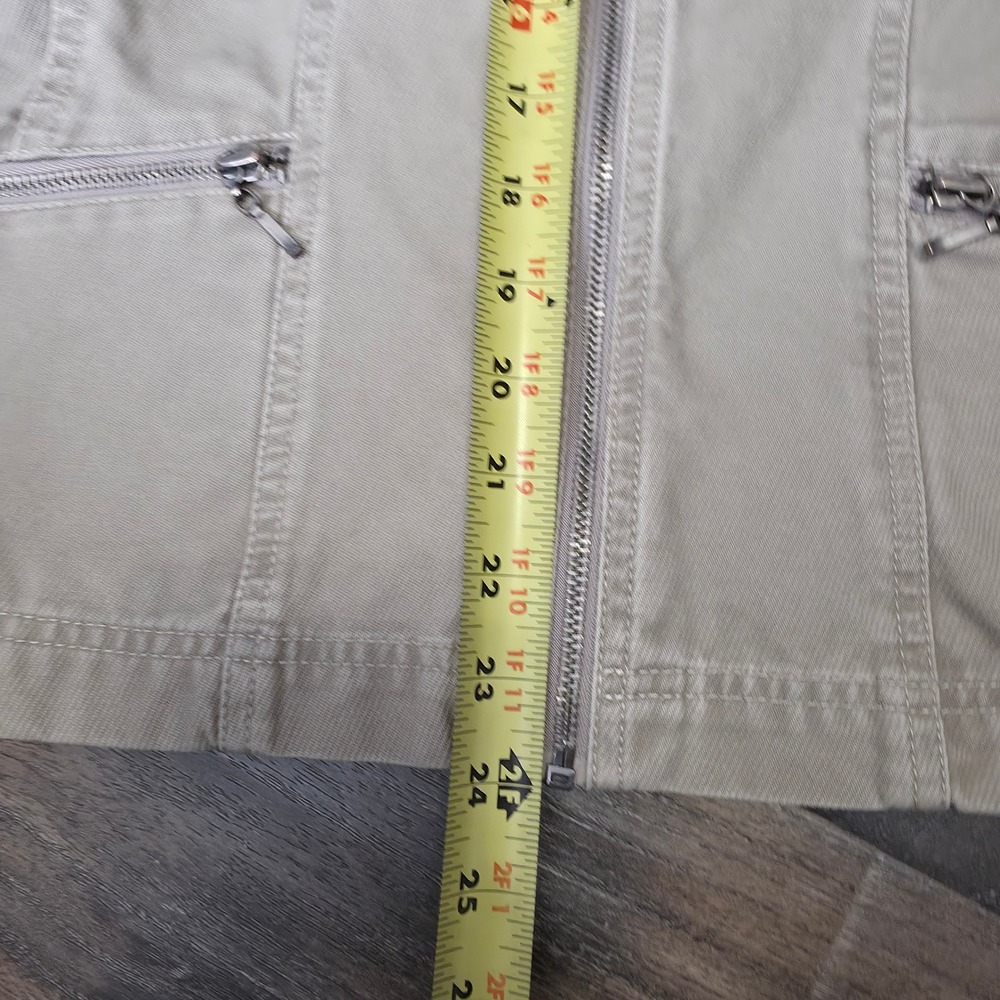 French Cuff Women's Khaki Utility Jacket‎ Medium Cotton Zip Front Pockets - Picture 2 of 8